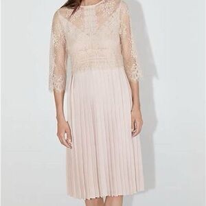 Zara pleated cream colored midi dress